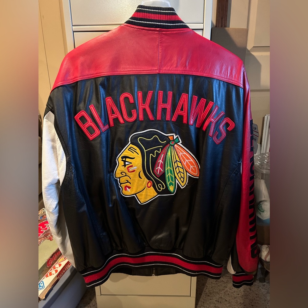 Blacks hawks leather jacket